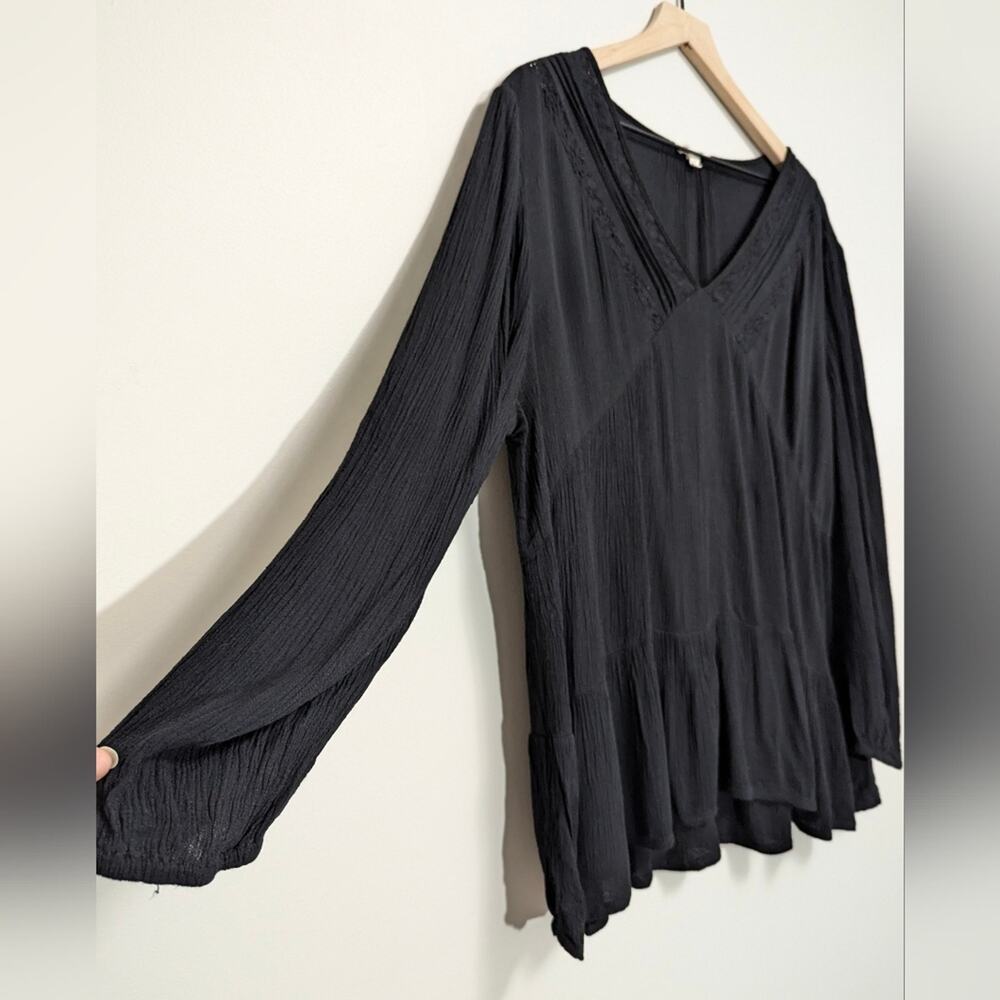 ODDY black Cotton long sleeve size 2xl peasant top boho